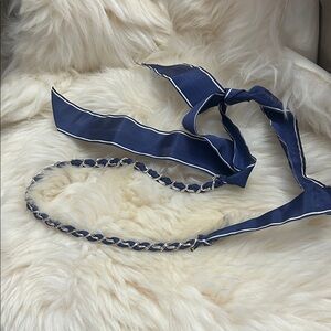 Blue Ribbon and Silver Chain necklace ⛵️nautical